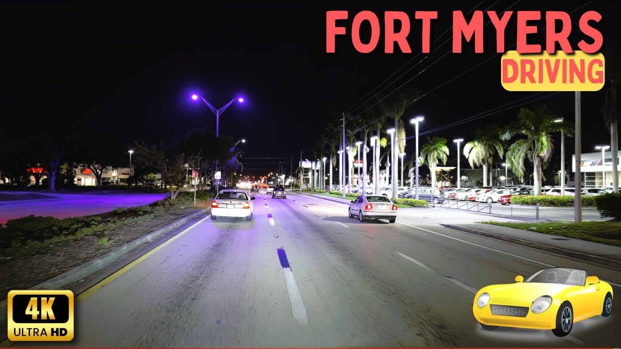 Fort Myers Florida Driving Through At Night
