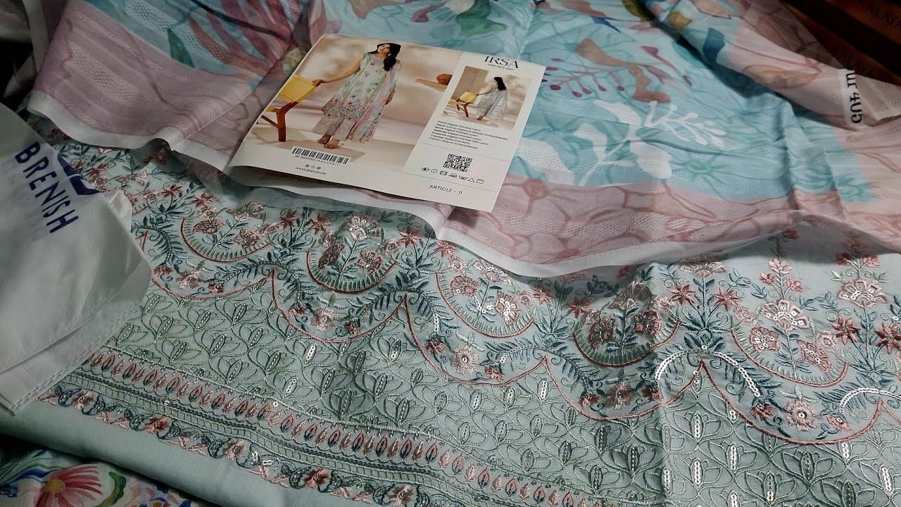 SOFT🎵TONES💜DIGITAL FLORAL✨️EDITION IRSA 3PIECE & EMBROIDERY TROUSER EMBROIDERY NECKLINE LAWN DUPATTA