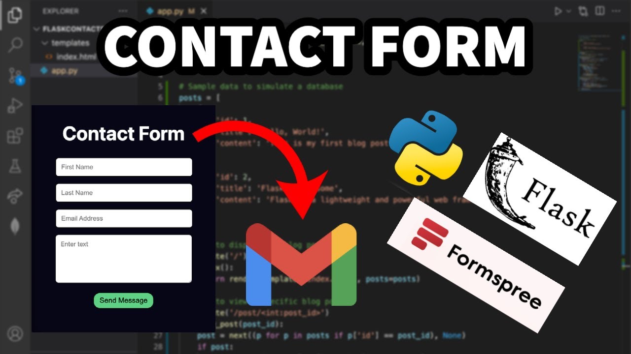 Python FLASK Website CONTACT FORM (w/ Formspree)
