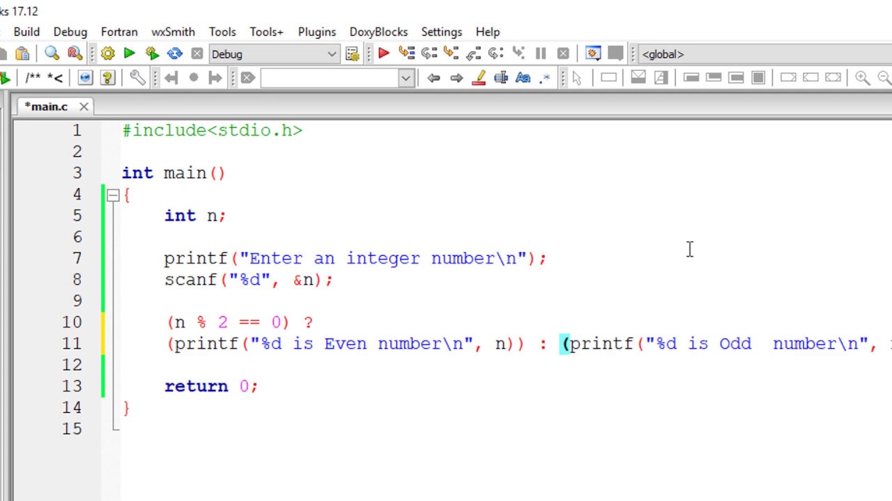 Even or Odd Number using Ternary Operator: C Program