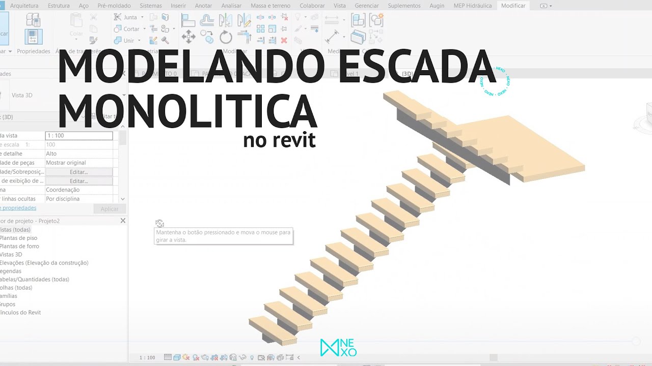 MODELANDO ESCADA MONOLÍTICA NO REVIT
