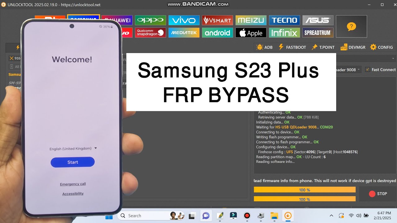 Samsung Galaxy S23 Plus  S916B /S916U Frp bypass Unlock Tool