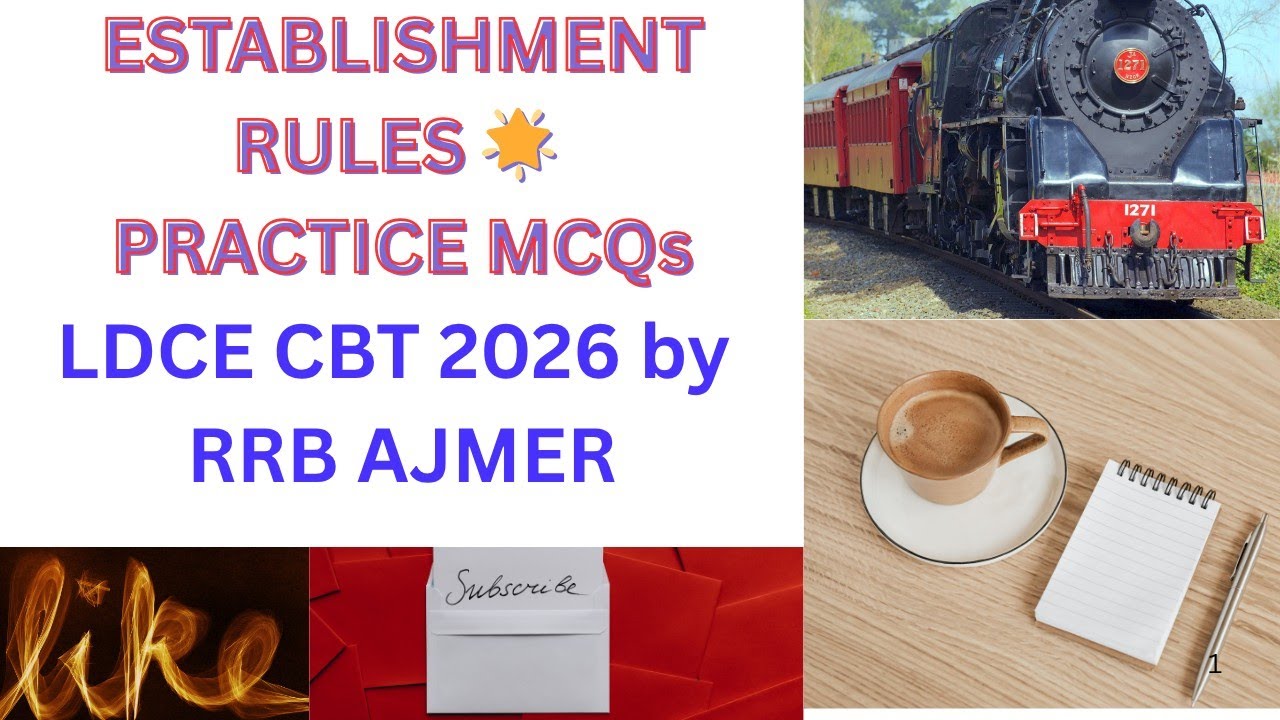 LDCE CBT 30% MCQs Practice by RRB Ajmer| Establishment for LDCE|Railway Departmental exam| Group B