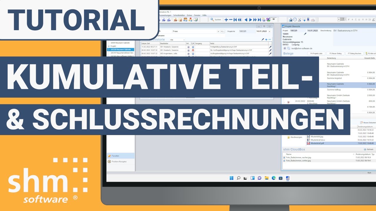 Teilrechnungen & Schlussrechnungen (kumulativ) erstellen / shm Handwerkersoftware