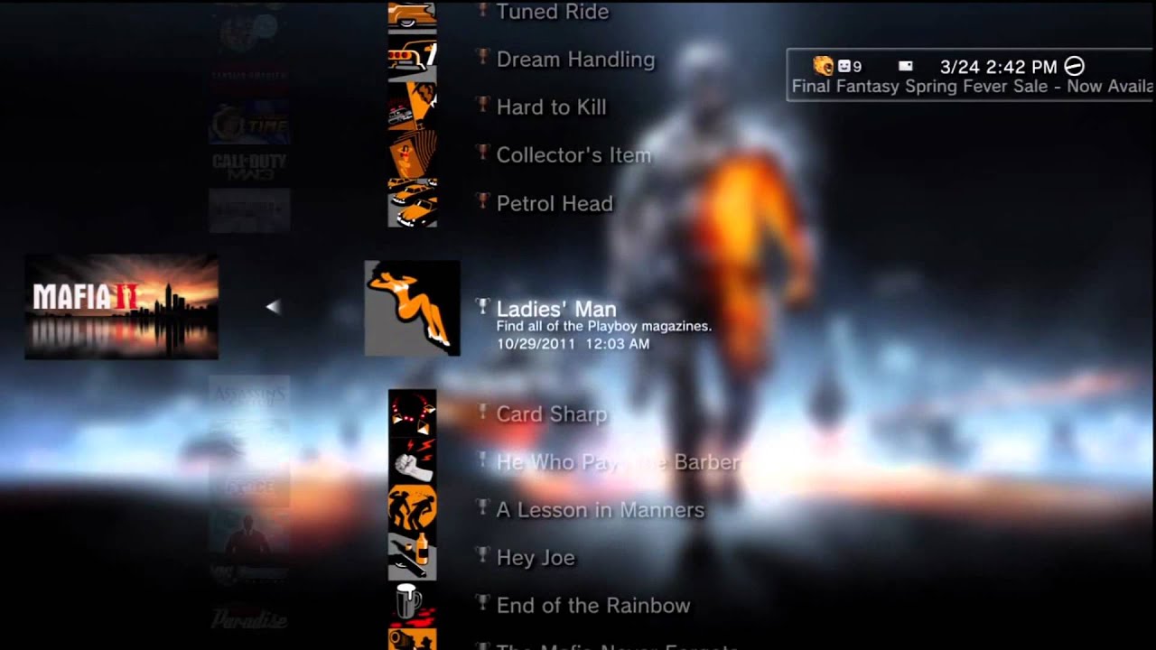 My PS3 Trophy Collection and platinum + friends list