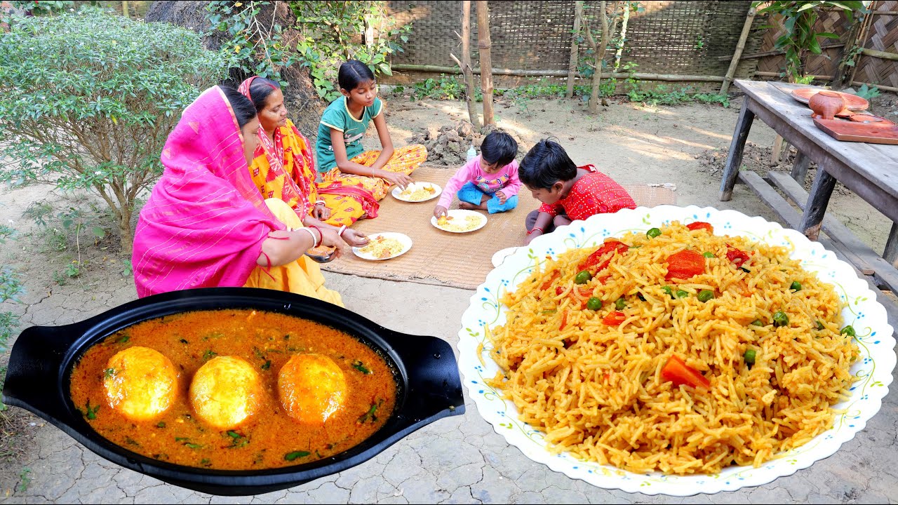 Tomato rice & Sahi egg curry / টমেটো রাইস ও সাহি এগ কারী