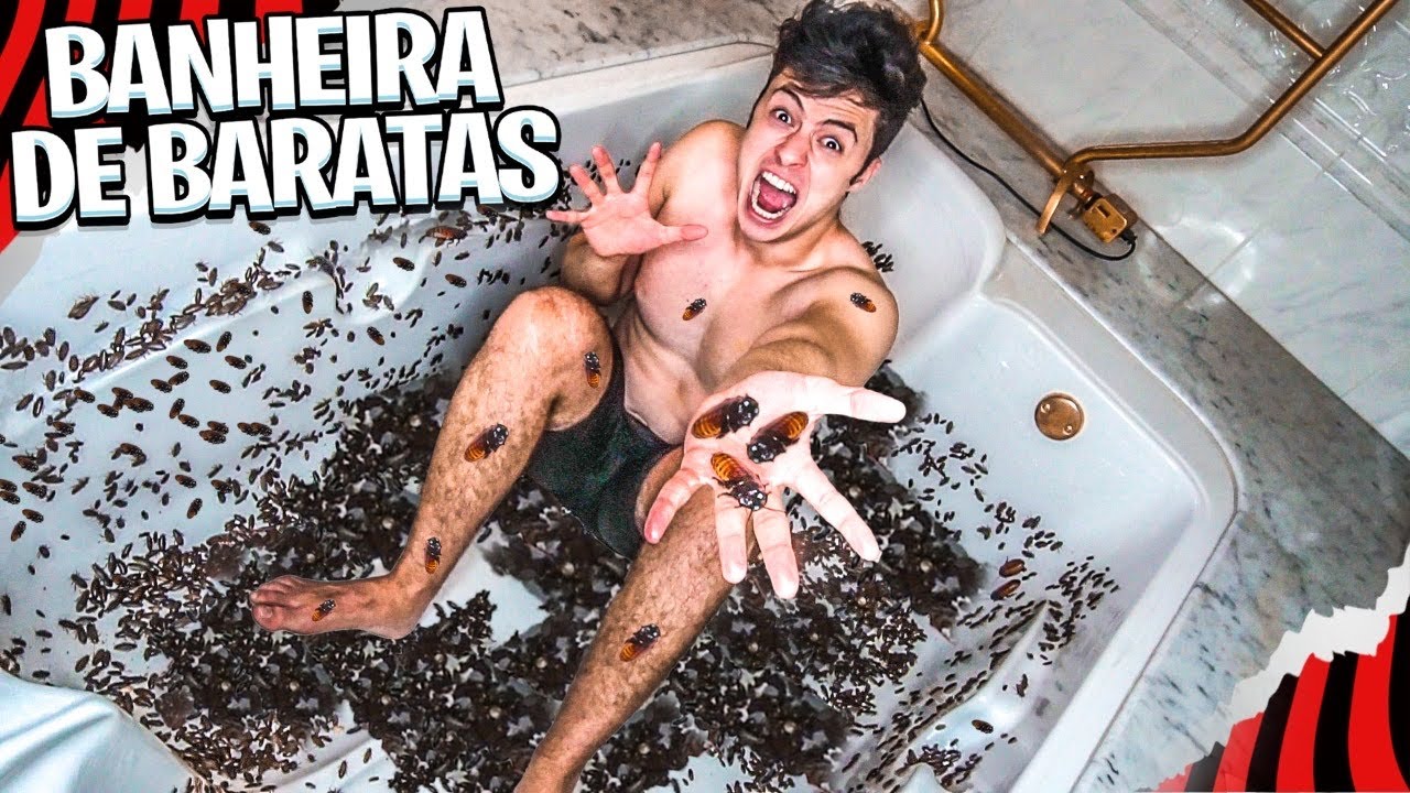 24 HORAS EM UMA BANHEIRA DE BARATAS GIGANTES VIVAS! - Desafio