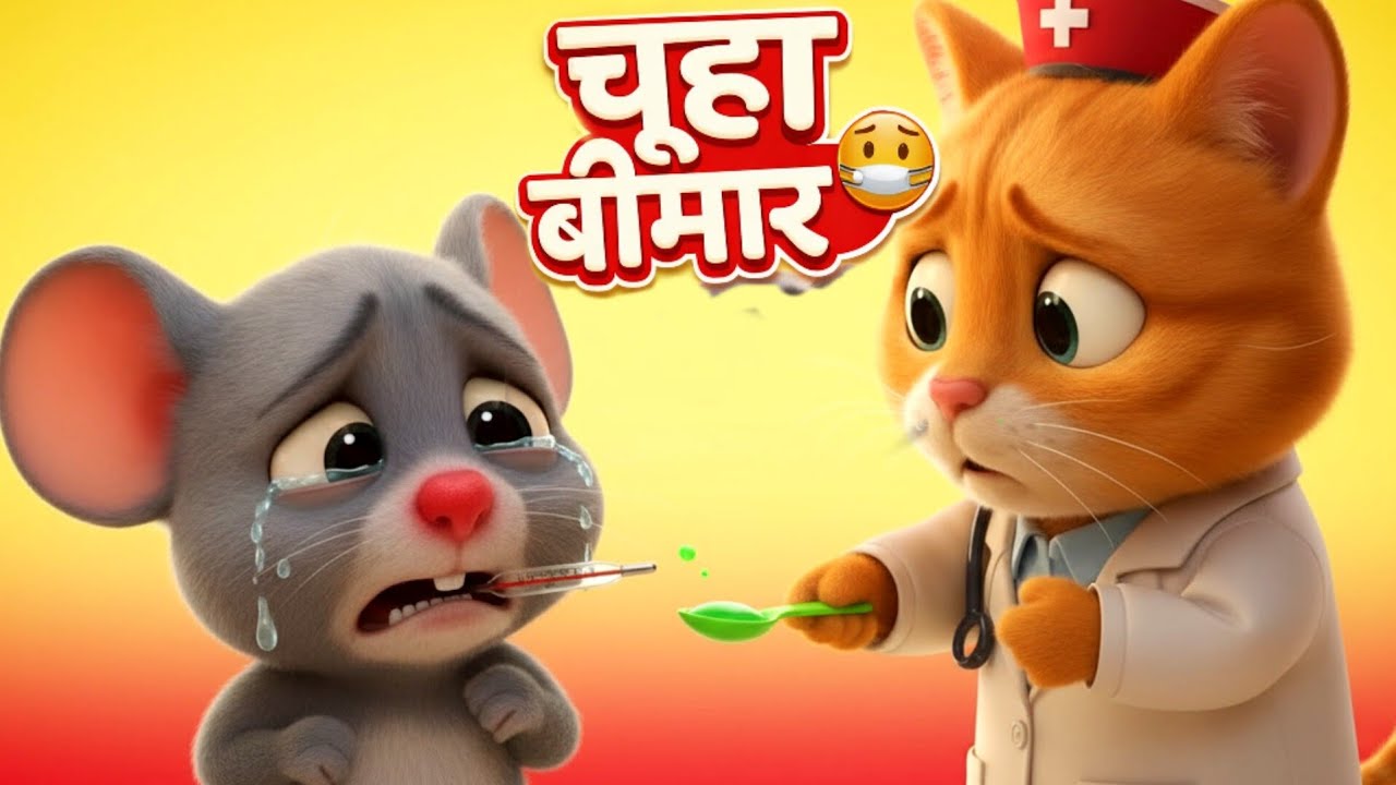 Aaj Mangalvaar Hai 🗓️ | आज मंगलवार है | Chuha Bimar Hai 😷 | चूहा बीमार है | Hindi Kids Rhyme