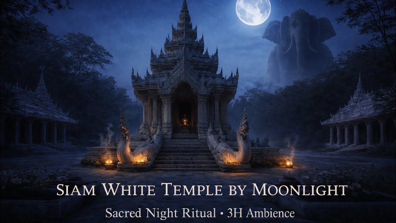 White Siam Temple Night Ambience – 3 Hours | Mystical Thai Atmosphere