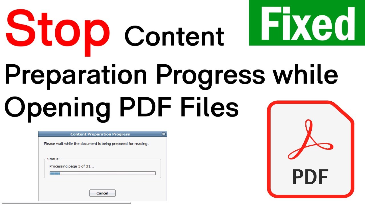 How To Stop Content Preparation Progress when Opening PDF | Turn Off Content Preparation Progress