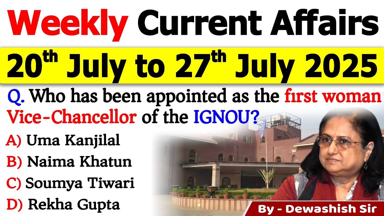 20th July to 27th July 2025 | July 2025 Weekly MCQ Current | July Current Affairs 2025 #current #mcq