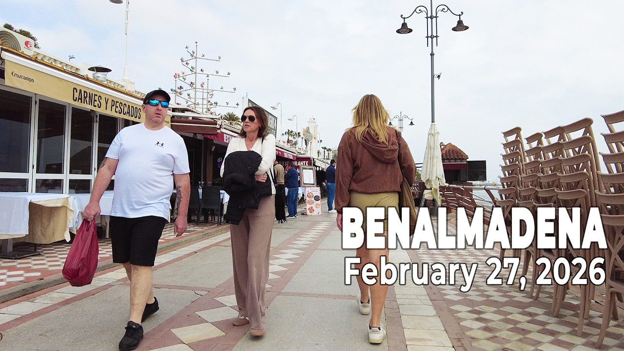 Benalmadena February 27, 2026 Promenade Walk Malaga Costa del Sol Spain [4K]