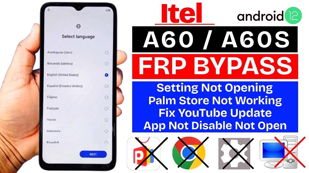 Itel A60 | A60s : Google/Frp Bypass Without PC - 2025 Palm Store App Not Working - Setting Not Open
