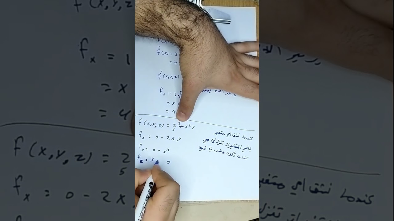 رياضيات مرحلة ثانية الجزء الاول من شرح الاشتقاق الجزئي