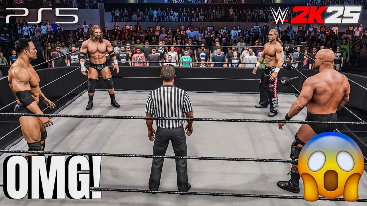 WWE 2K25 - Stone Cold vs The Rock vs HHH vs HBK - 4 Way All-Star Iron Man Match for WWE Title | PS5