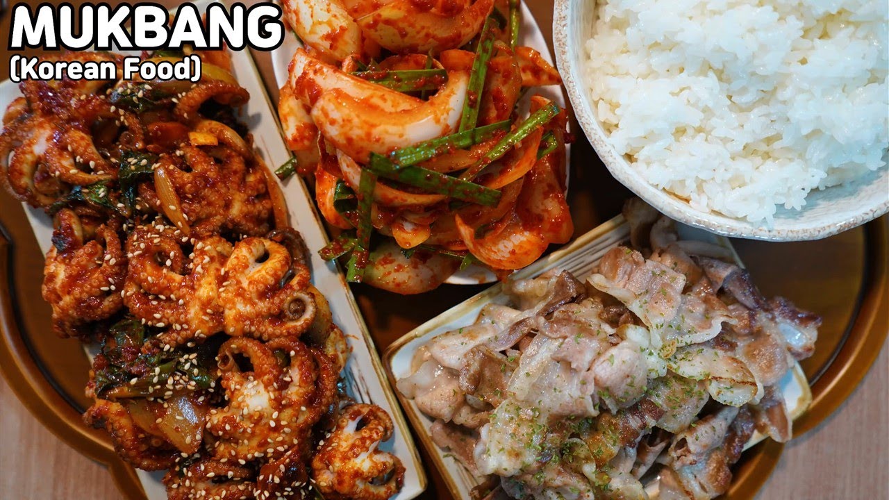 대패삼겹살 양파김치 쭈꾸미볶음 먹방 Pork Belly & Onion Kimchi & Spicy Octopus MUKBANG ASMR EATING SHOW COOKING