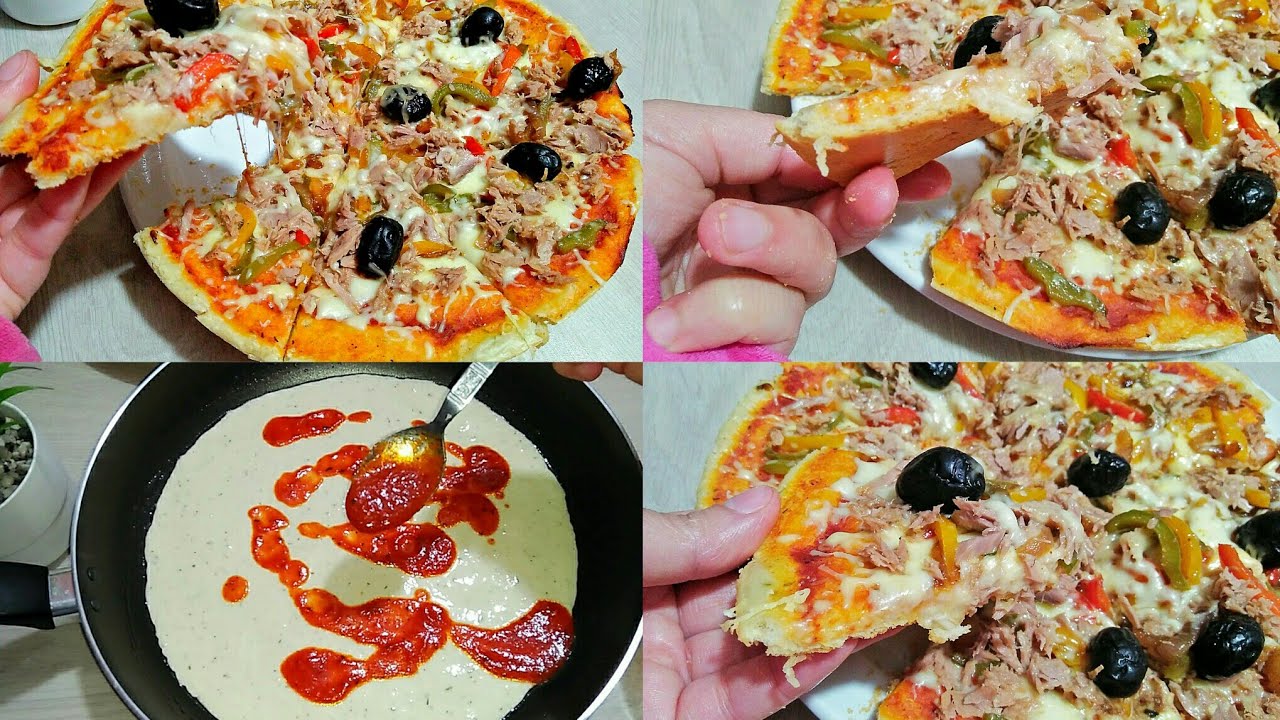 ها لجديد لبيتزا السائلة فالمقلاة🍕الذ واسرع بيتزا بدون عجن وبدون فرن غتندمي الى مجربتيهاش