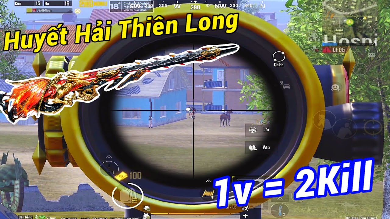 PUBG MOBILE | AWM Skin Huyết Hải Thiên Long Cực Đỉnh - Bắn 1 Được 2 😆