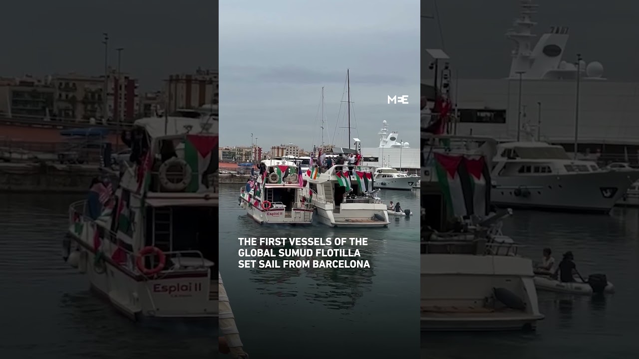First vessels of the Global Sumud Flotilla set sail from Barcelona, launching Gaza &ldquo;spring mission&rdquo;