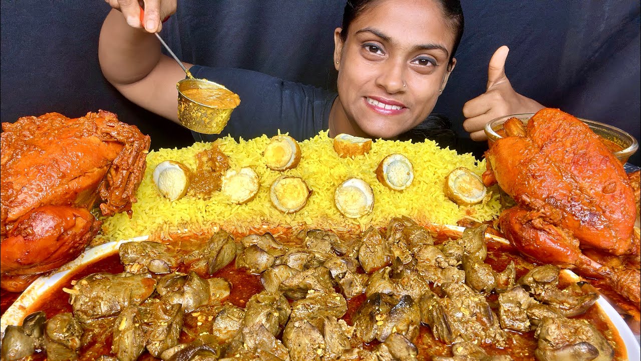 Spicy Chicken Kaleji Curry 2 Spicy Whole Chicken Curry Egg Pulao Extra Gravy Eating Mukbang