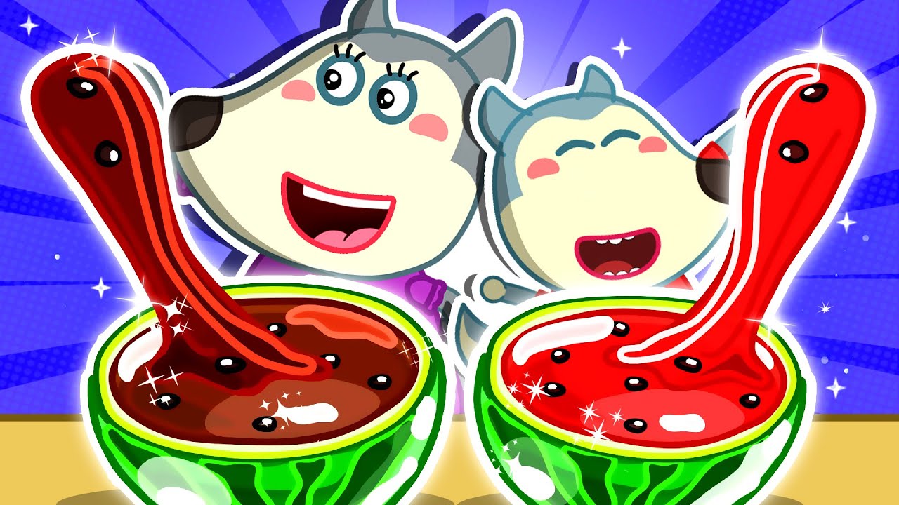 Learn Color with Colorful Watermelon Juice | Series Fun Playtime With Mommy Wolf | Cartoon for Kids
