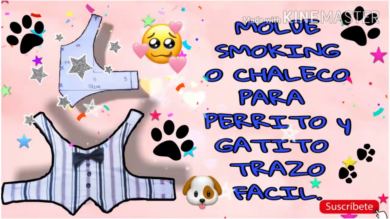MOLDE SMOKING O CHALECO PARA PERRITO Y GATITO SUPER FACIL