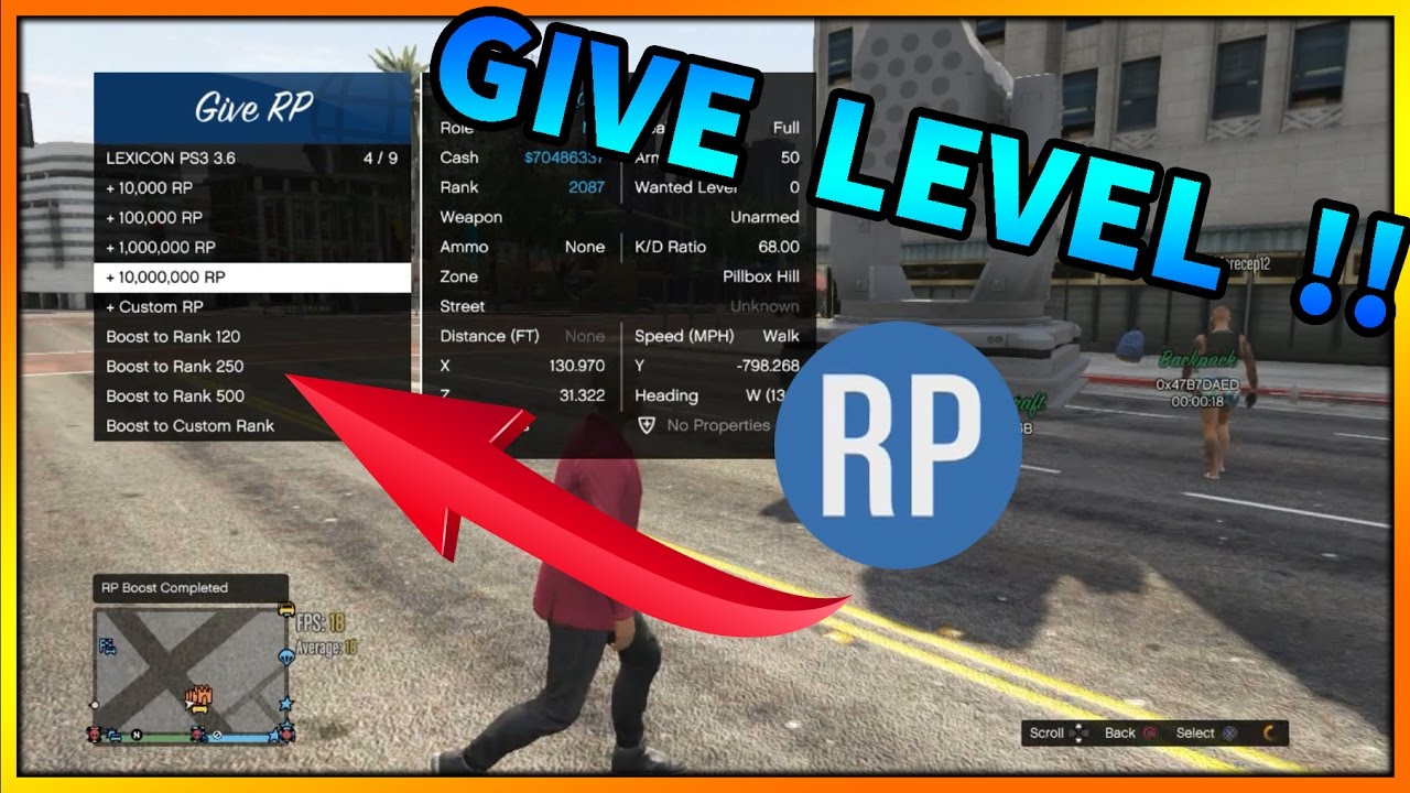 GTA 5 Online | MOD MENU | GIVE RP / LVL TO OTHER PLAYERS | LEXICON SPRX PS3 (GTA V MODS) + DOWNLOAD