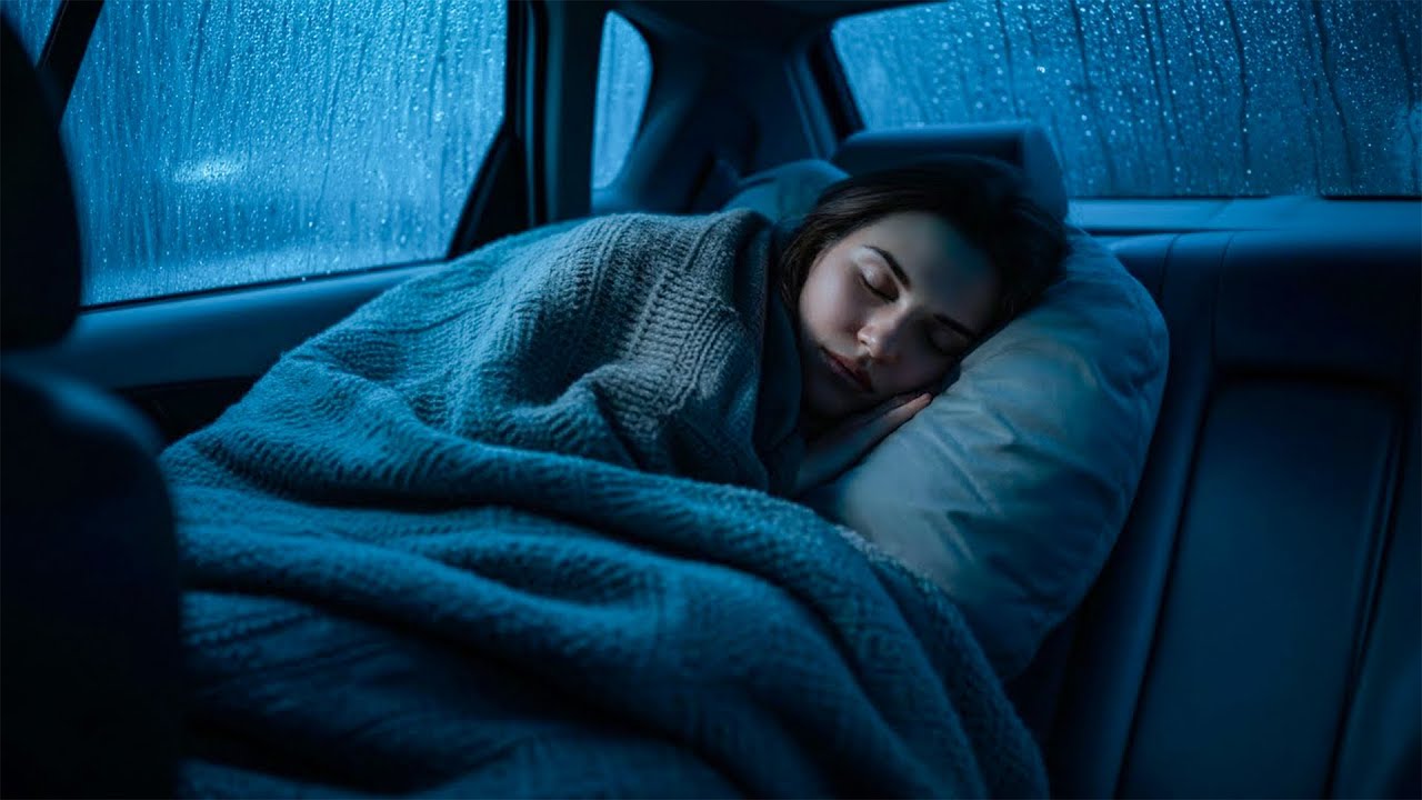 99% Instantly Fall Asleep With Heavy Rain & Thunder on Car for Deep Sleeping, Relaxing | White Noise