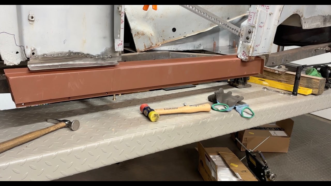 83-1959 TR3A Left side sill and floor trimming and fitting