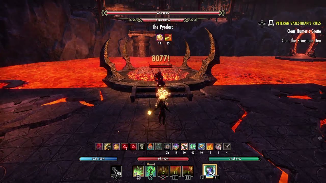 The Elder Scrolls Online: Vet Vateshran Hollows - Pyrelord Boss- stamDK no death run.
