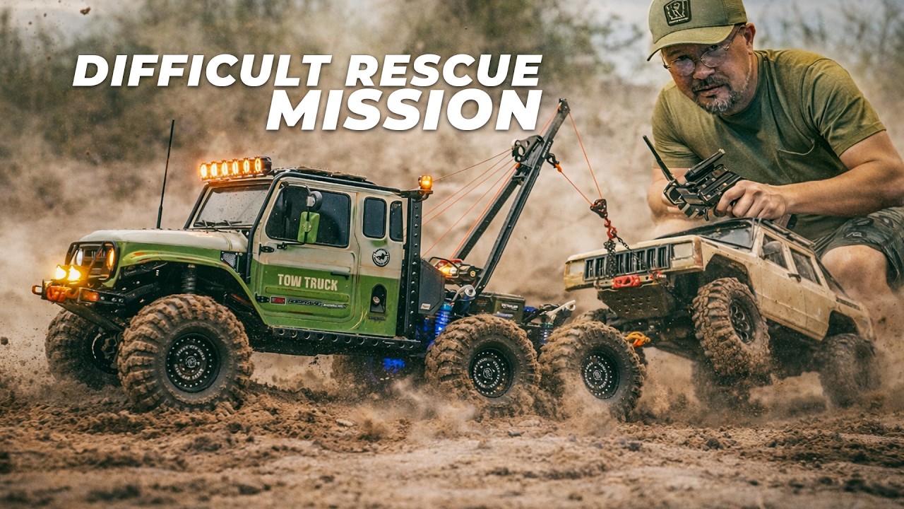 RC Crawler Rescue Ep.1 – FJ45 Tow Truck 6x6 vs Desert Breakdown / rc car rescue