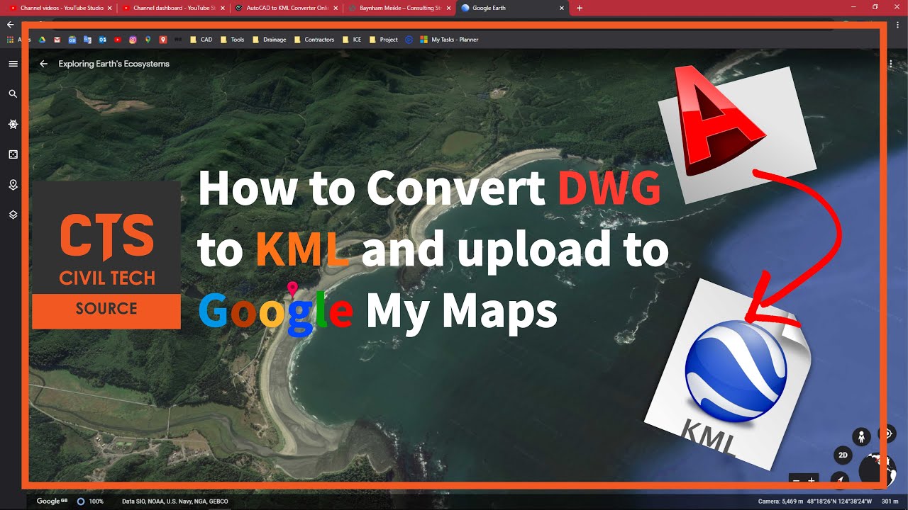Как конвертировать Dwg в KML и загрузить в Google Maps! (MyGeoData)
