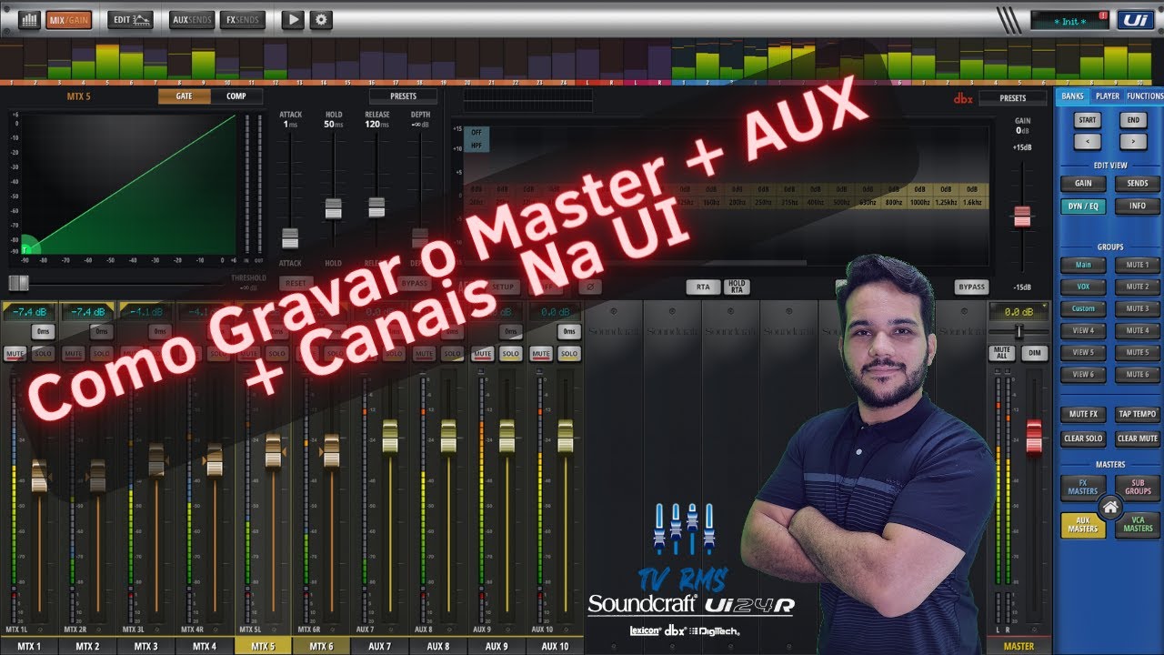 Como Gravar o Master + AUX + Canais até 22 pistas Na Soundcraft UI24r