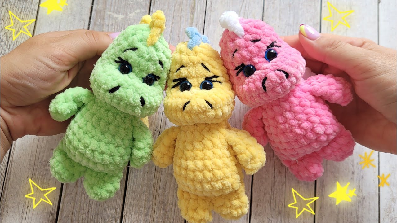 🦖ДИНОЗАВРИК🐉ДРАКОНЧИК ВЯЗАНЫЕ КРЮЧКОМ ИЗ ПЛЮШЕВОЙ ПРЯЖИ💚crochet dragon🐉gehäkelter Drache