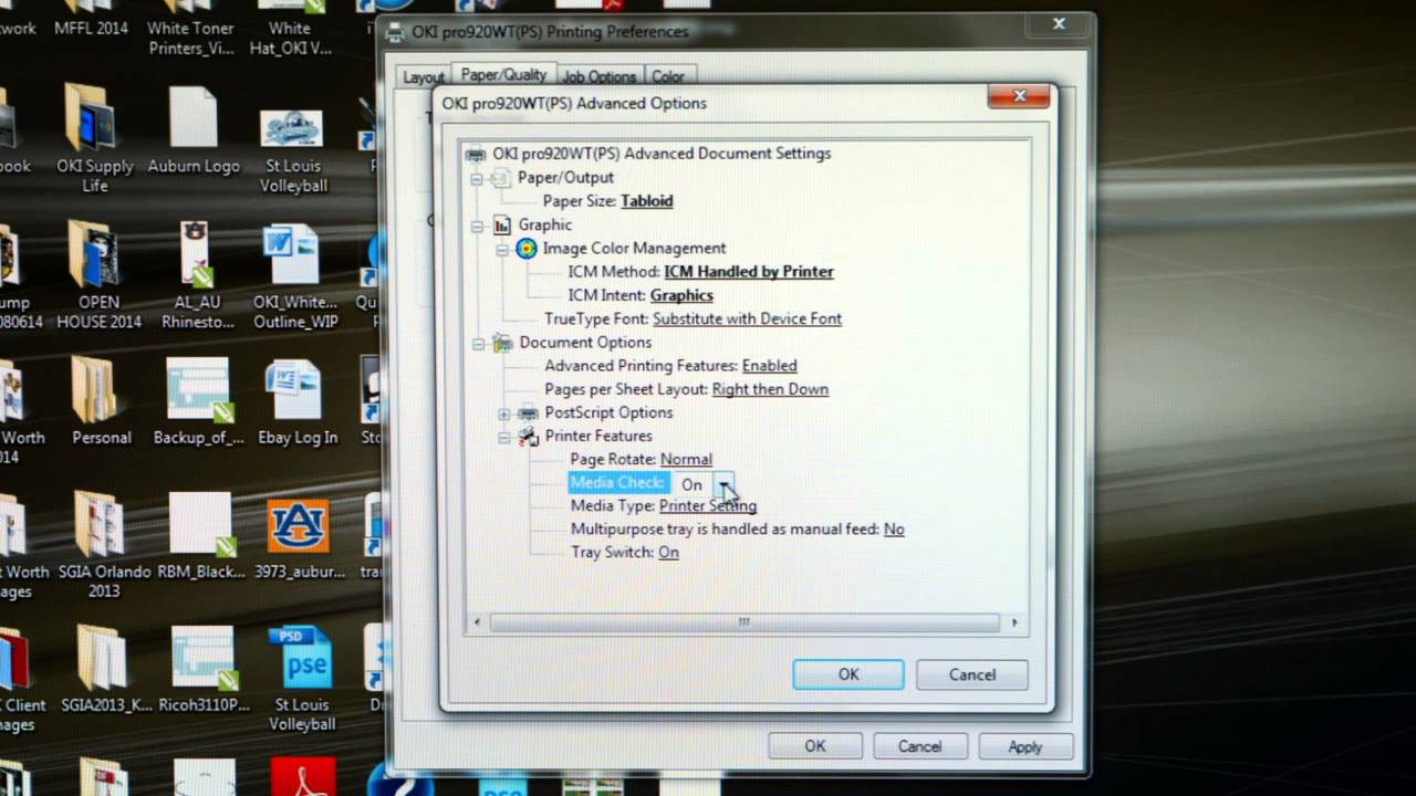 Oki White Toner Printers - C920WT - Printer Driver Settings -