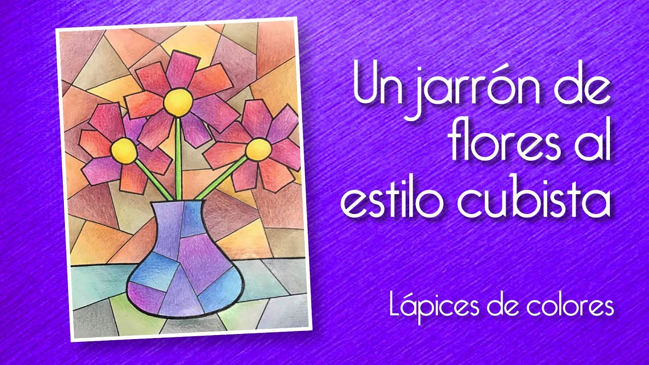 Un jarrón de flores estilo cubista