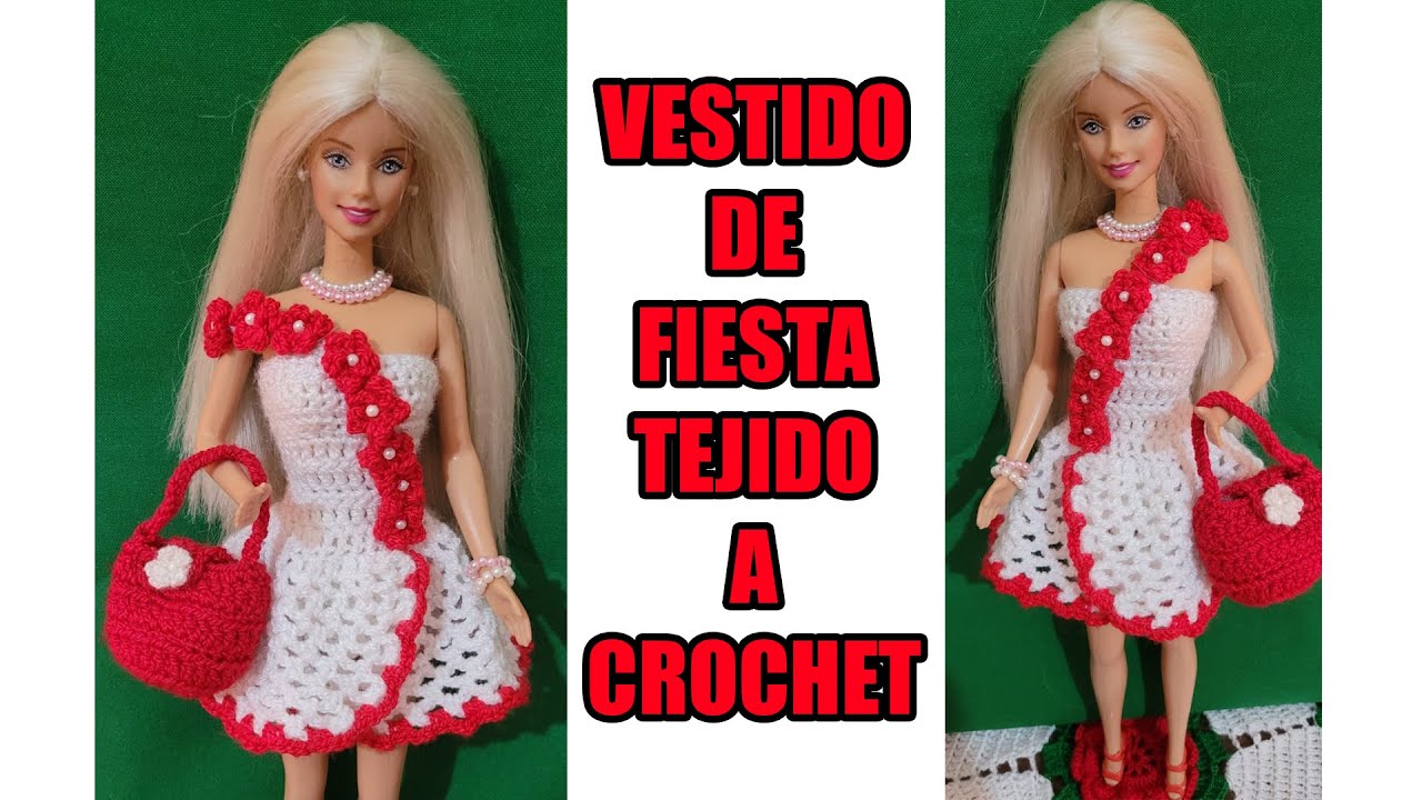 VESTIDO DE FIESTA PARA MUÑECA BARBIE TEJIDO A CROCHET (PASO A PASO)