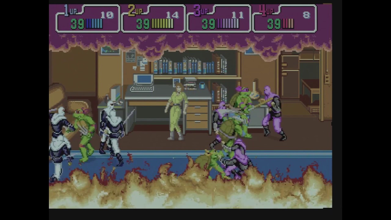 Teenage Mutant Ninja Turtles TMNT playthrough Konami 4-players arcade game -Not MAME- HD