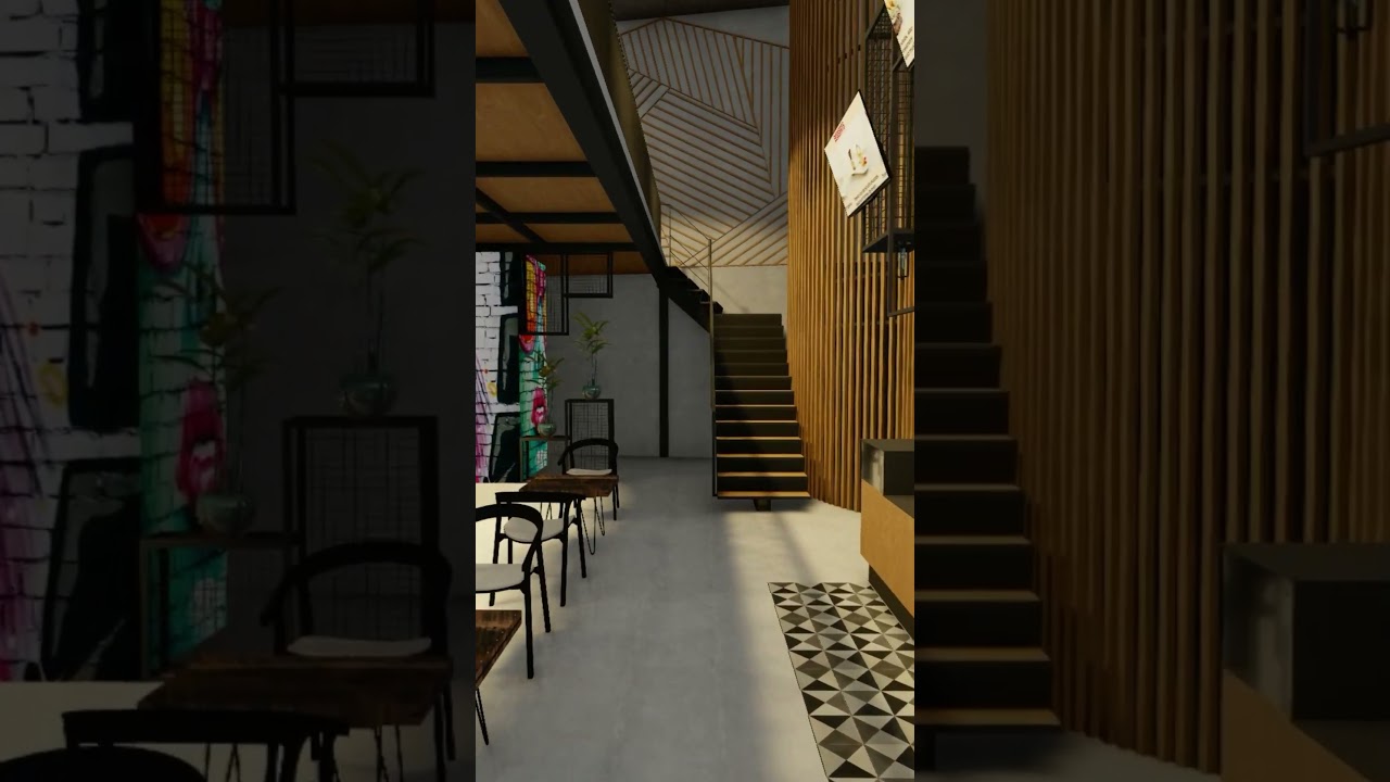 Cafe Design Animation Part 1 #modernCafe #CafeCulture #cafedesign #restaurantAnimation #construction