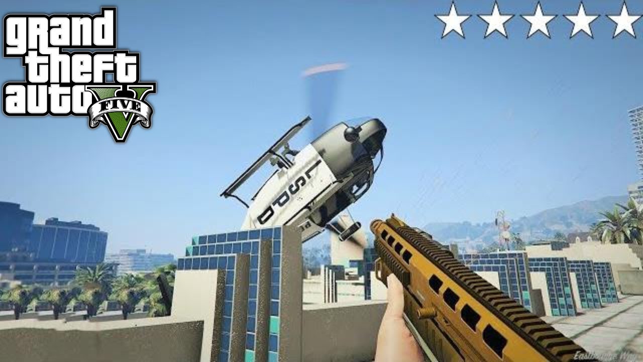 GTA 5 - Michael's FIRST PERSON FIVE STAR COP BATTLE AT ROCKFORD HILLS CITY HALL (GTA V Funny Moment)