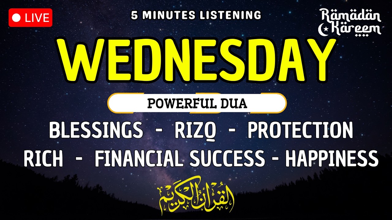 WEDNESDAY DUA - TO OPEN 99 DOORS OF RIZQ - DUA FOR RIZQ, SUCCESS, BLESSING, PROTECTION & HAPPINESS