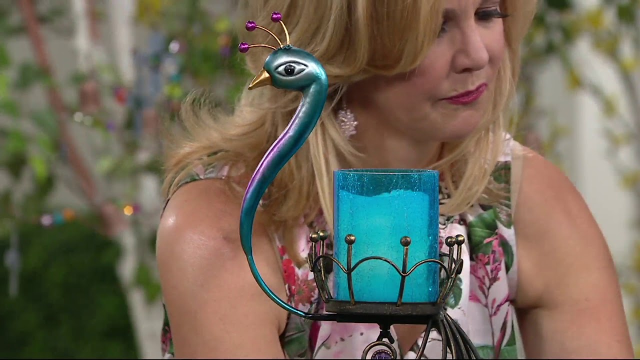 HomeReflections Indoor/Outdoor Peacock Flameless Candle Holder on QVC