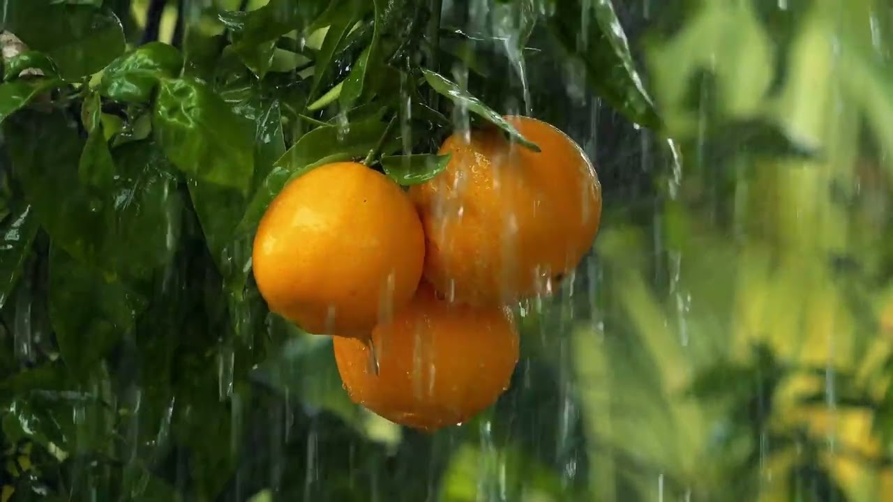 ASMR Oranges in the Rain