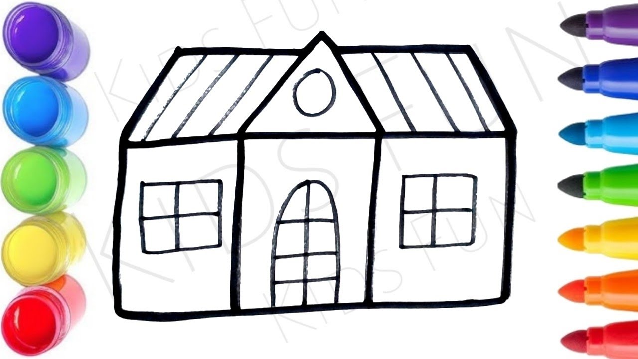 How To Draw cute house Drawing, Painting & Coloring For Kids and Toddlers,19