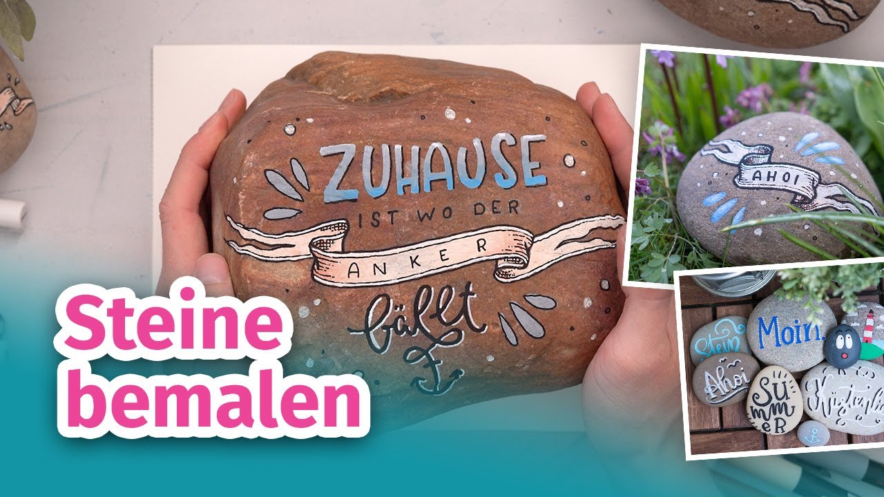 Steine bemalen & beschriften | Handlettering, Verläufe, Banner
