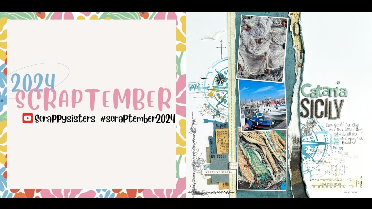 Scrapbook Process Video #523 #scraptember2024  Day 12 “Holiday” using 49 & Market Wherever