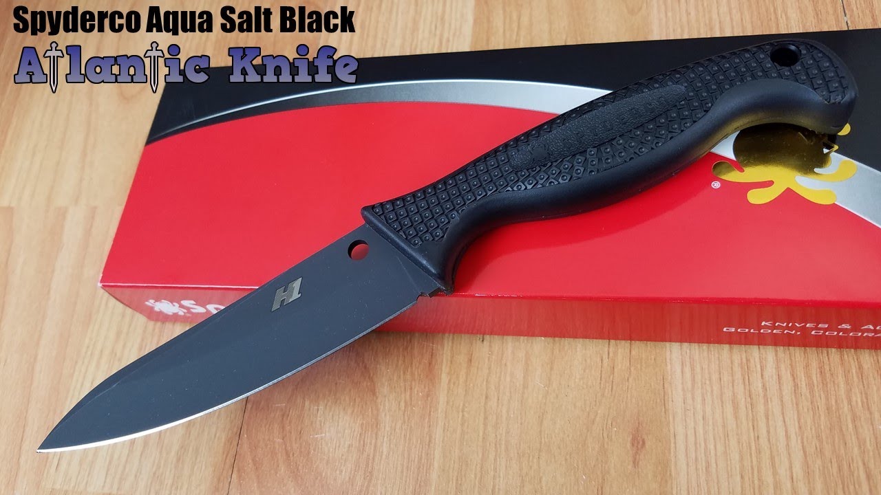 SPYDERCO AQUA SALT BLACK PLAIN HANDLE RUSTFREE TICN FIXED BLADE KNIFE FB23PBBK