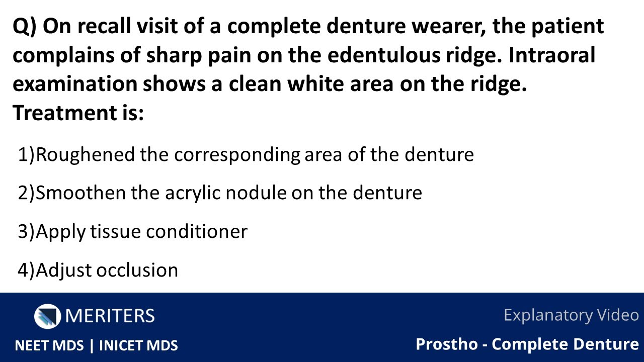 NEET MDS | INICET - Prostho - Complete Denture | Explanatory Video | MERITERS