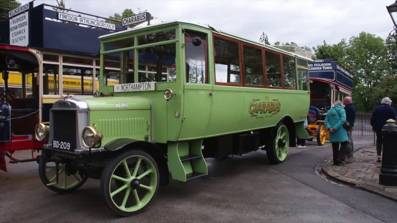 Vintage buses and trams at Crich Tramway Museum
