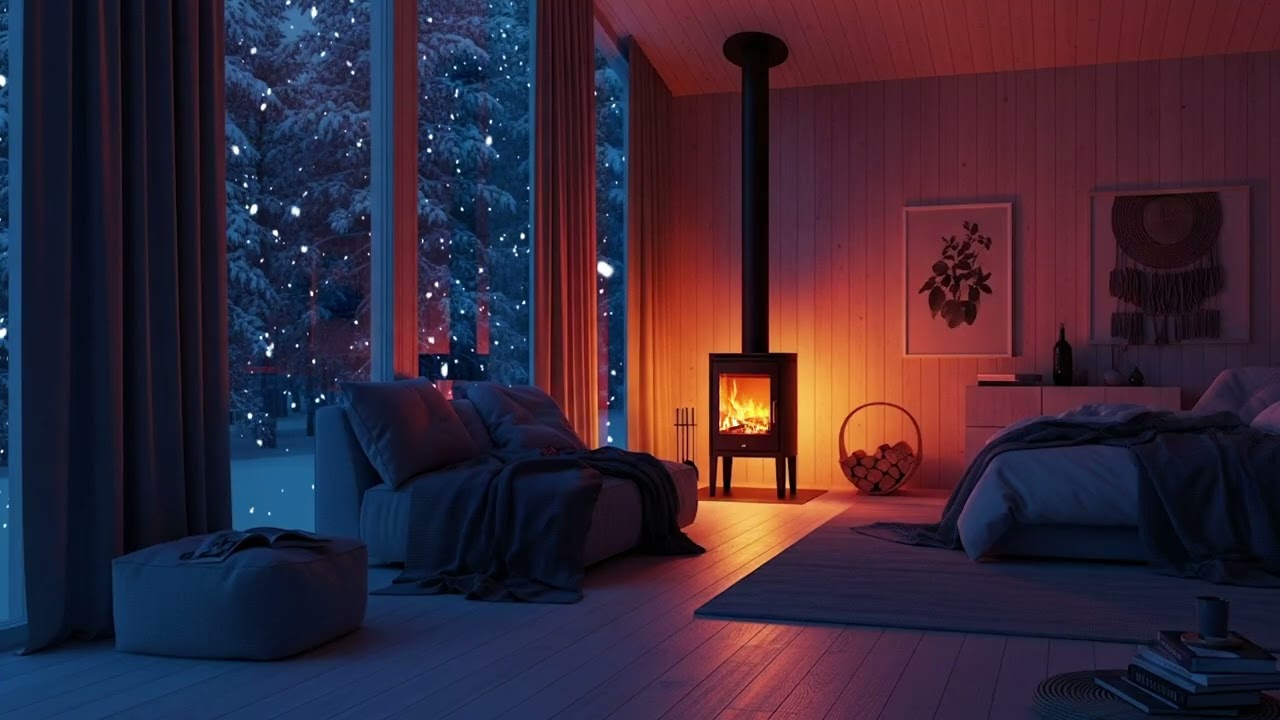Warm Fireplace Piano Night | Relaxing Music for Sleeping